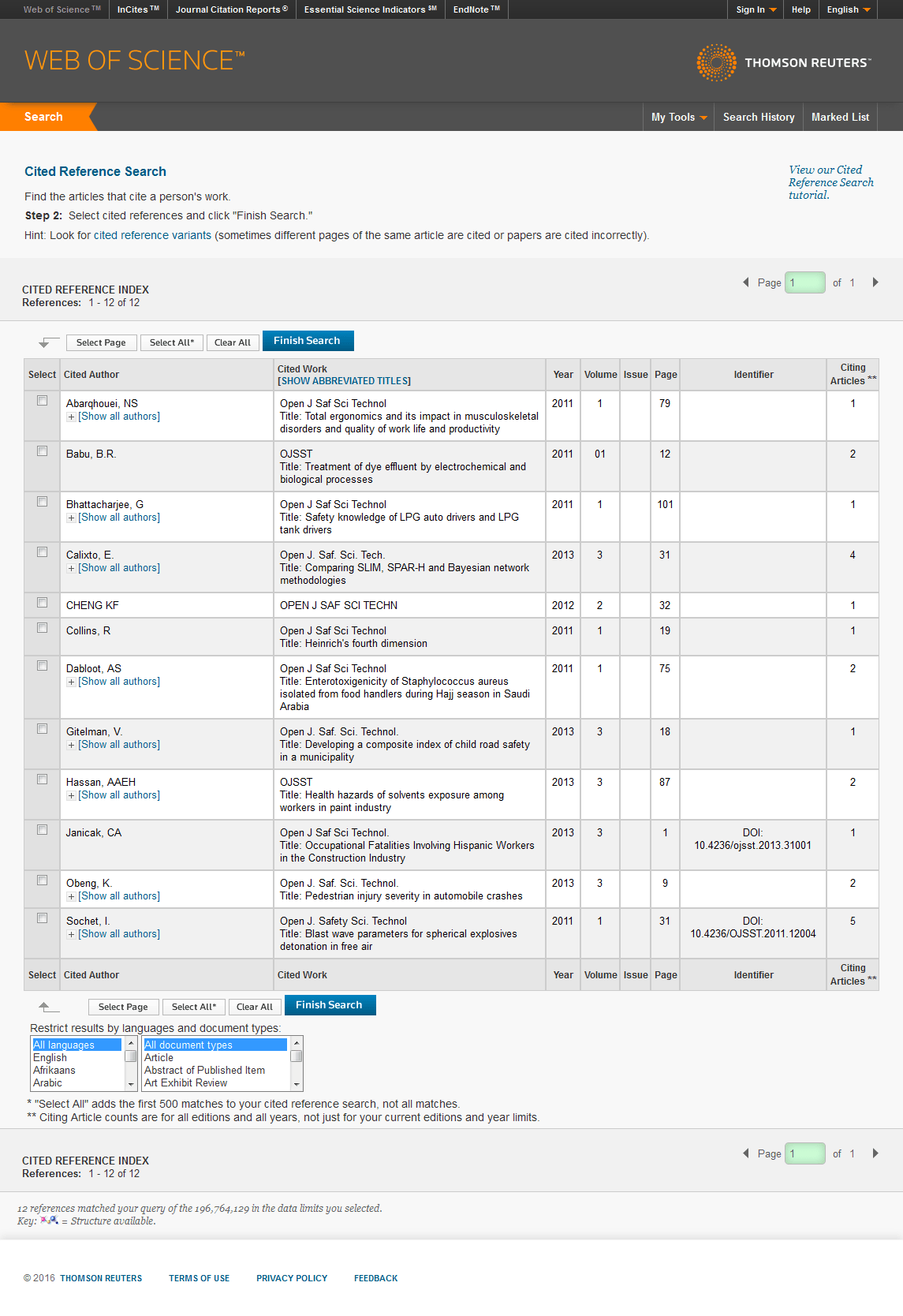 26 new journals from SCIRP are tracked for Impact Factors by Thomson